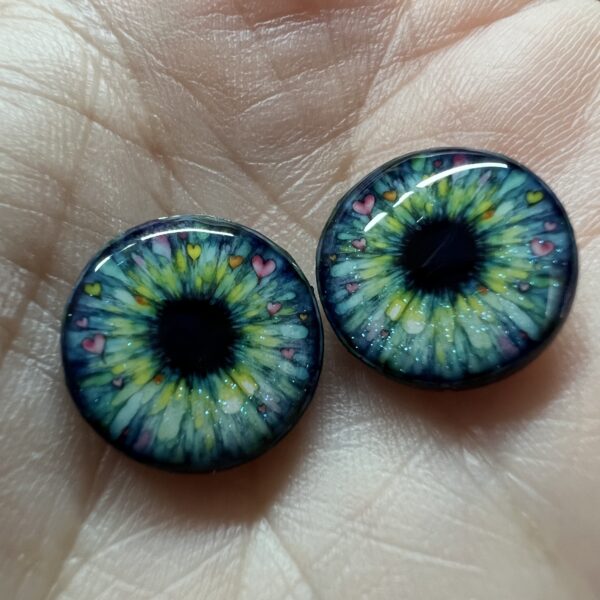 Charmed Heart 14mm Resin Handmade Eye Chips for Blythe by Virgo's Alchemy, Fantasy and Kawaii Eye Chips!