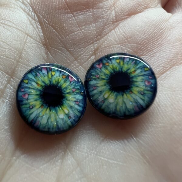 Charmed Heart 14mm Resin Handmade Eye Chips for Blythe by Virgo's Alchemy, Fantasy and Kawaii Eye Chips!